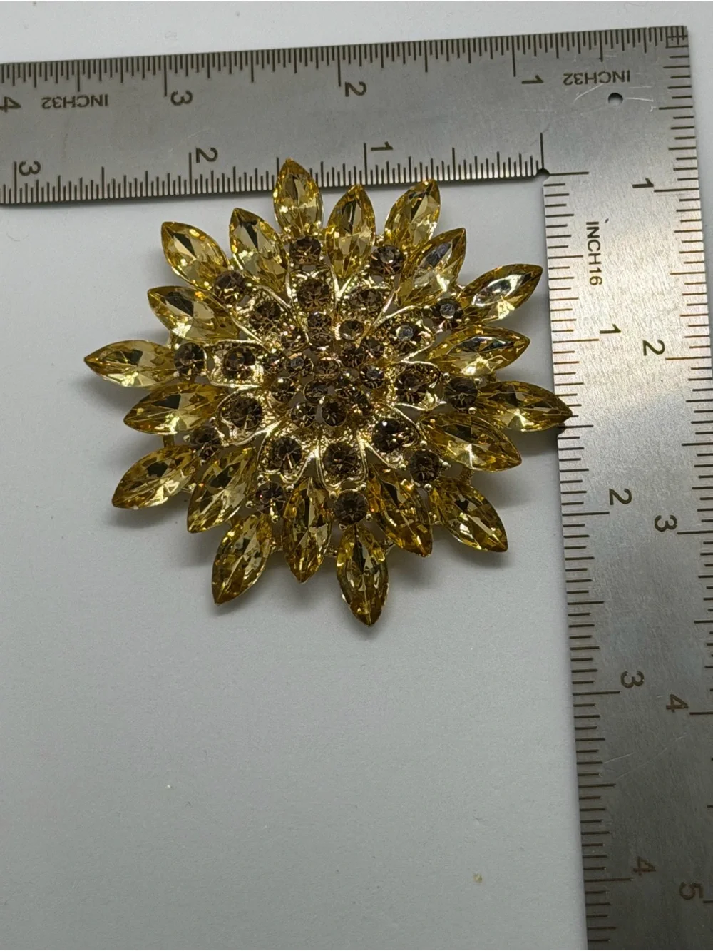 Gold Crystal Floral Statement Ring - Women's Fashion Jewelry